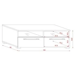 VIVALDI Meuble TV - BONN - 100 Cm - Blanc Mat / Blanc Brillant +LED - ... -Vente-unique shop 12p9qso