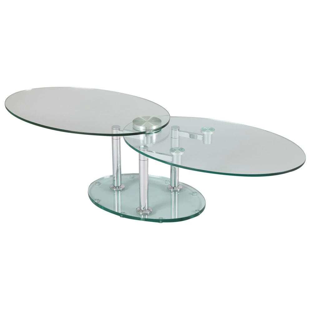 Marque Generique Table Basse 2 Plateaux Ovales En Verre Trempé Transparent GLASS 3 Marque Generique Table Basse 2 Plateaux Ovales En Verre Trempé Transparent GLASS
