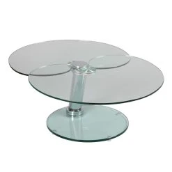 Marque Generique Table Basse 2 Plateaux Demi-lune En Verre Trempé GLASS