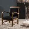 MACABANE Fauteuil En Teck Et Coton Uni Scandi - Noir