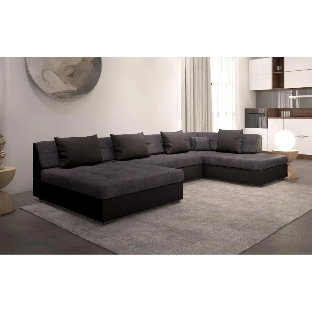 Meublesline OTIA - Canapé D'angle Panoramique Et Convertible XXL En U - En Simili... 3 Meublesline OTIA - Canapé D'angle Panoramique Et Convertible XXL En U - En Simili...