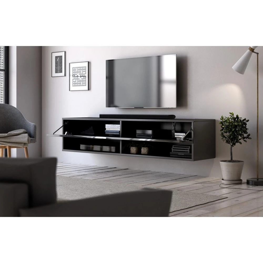 VIVALDI Meuble TV - DERBY 2 - 140 Cm - Noir Mat / Noir Brillant - Styl... 5 VIVALDI Meuble TV - DERBY 2 - 140 Cm - Noir Mat / Noir Brillant - Styl... – Image 3