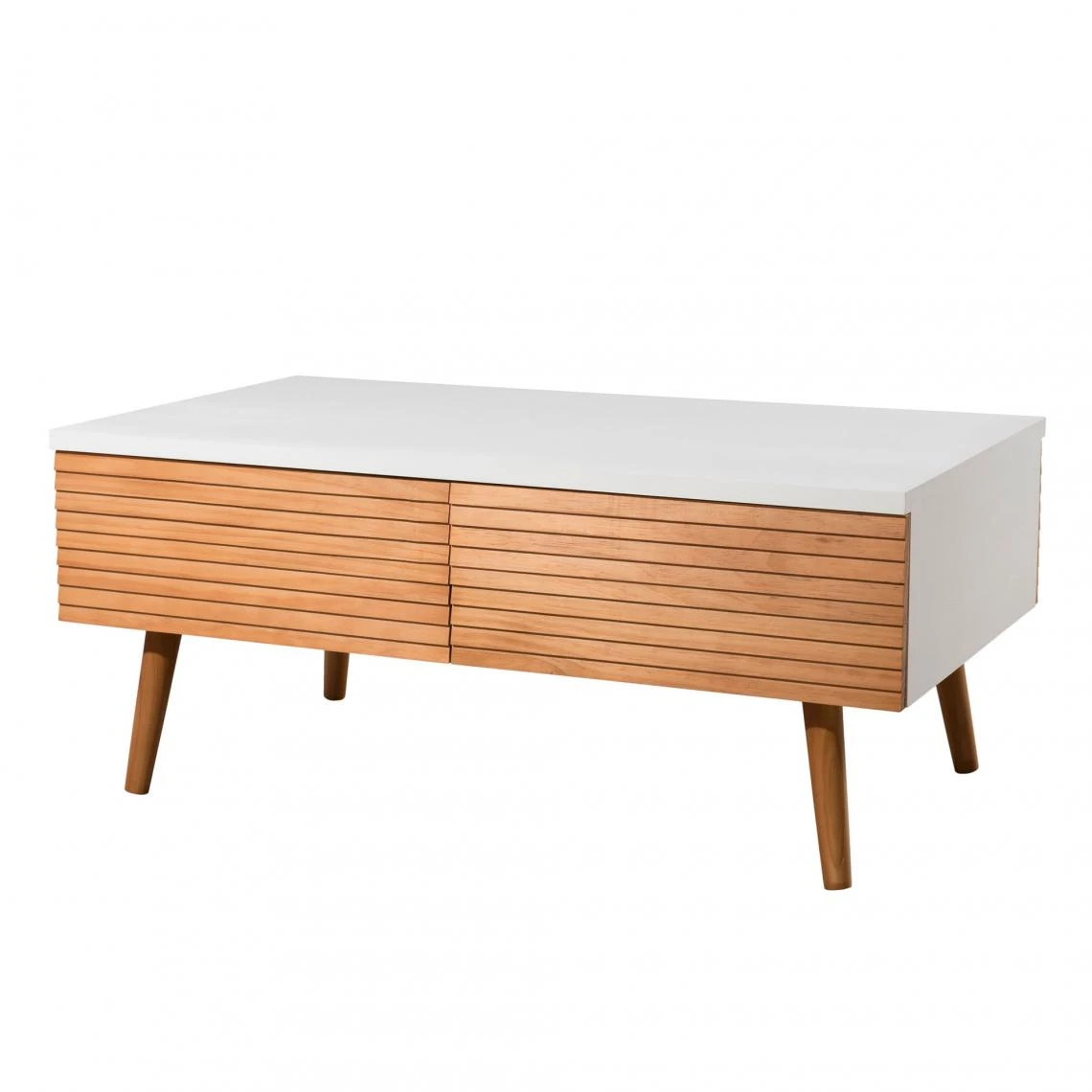 MACABANE Table Basse 4 Tiroirs Scandinave - Miel / Blanc 3 MACABANE Table Basse 4 Tiroirs Scandinave - Miel / Blanc