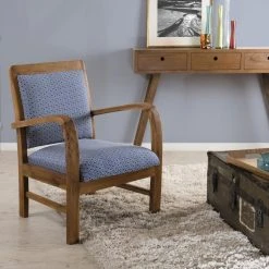 MACABANE Fauteuil En Teck Et Coton Imprimé Japonais Scandi - Imprimé