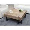 Mendler Table Basse De Salon HWC-A15, Sapin Massif Rustique 40x90x90cm
