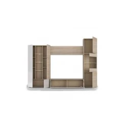 Dansmamaison Composition TV Blanc Brillant/Chêne Clair - LILIANE - L 260 X L 42 X ... -Vente-unique shop 59372 thickbox default