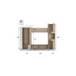 Dansmamaison Composition TV Blanc Brillant/Chêne Clair - LILIANE - L 260 X L 42 X ... -Vente-unique shop 59570 thickbox default