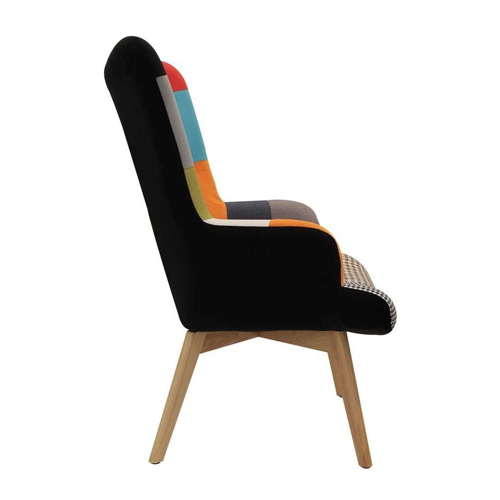 The Home Deco Factory Fauteuil Assise En Tissu Patchwork Helsinki. 5 The Home Deco Factory Fauteuil Assise En Tissu Patchwork Helsinki. – Image 3