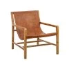 Tousmesmeubles Fauteuil Lounge Teck/Cuir Cognac - ESSAOUIRA N°2