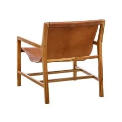 Tousmesmeubles Fauteuil Lounge Teck/Cuir Cognac - ESSAOUIRA N°2 -Vente-unique shop 69039 thickbox default