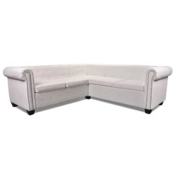 VIDAXL Canapé D'angle Chesterfield 5 Plc Cuir Artificiel Blanc | Blanc 10 VIDAXL Canapé D'angle Chesterfield 5 Plc Cuir Artificiel Blanc | Blanc -Vente-unique shop 8718475525028 g en hd 2