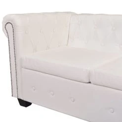 VIDAXL Canapé D'angle Chesterfield 5 Plc Cuir Artificiel Blanc | Blanc 11 VIDAXL Canapé D'angle Chesterfield 5 Plc Cuir Artificiel Blanc | Blanc -Vente-unique shop 8718475525028 g en hd 3