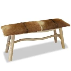HELLOSHOP26 Banquette Pouf Tabouret Meuble Banc Cuir Véritable Teck 3002191 -Vente-unique shop 8718475533344 g en hd 2