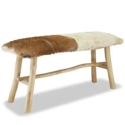 HELLOSHOP26 Banquette Pouf Tabouret Meuble Banc Cuir Véritable Teck 3002191 -Vente-unique shop 8718475533344 g en hd 3