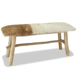 HELLOSHOP26 Banquette Pouf Tabouret Meuble Banc Cuir Véritable Teck 3002191 -Vente-unique shop 8718475533344 g en hd 4