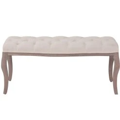 HELLOSHOP26 Banquette Pouf Tabouret Meuble Banc Lin Bois Massif 110 Cm Blanc Crèm... -Vente-unique shop 8718475574507 g en hd 2