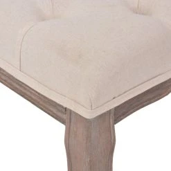 HELLOSHOP26 Banquette Pouf Tabouret Meuble Banc Lin Bois Massif 110 Cm Blanc Crèm... -Vente-unique shop 8718475574507 g en hd 4
