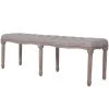 HELLOSHOP26 Banquette Pouf Tabouret Meuble Banc Lin Bois Massif 150 Cm Gris Clair ...