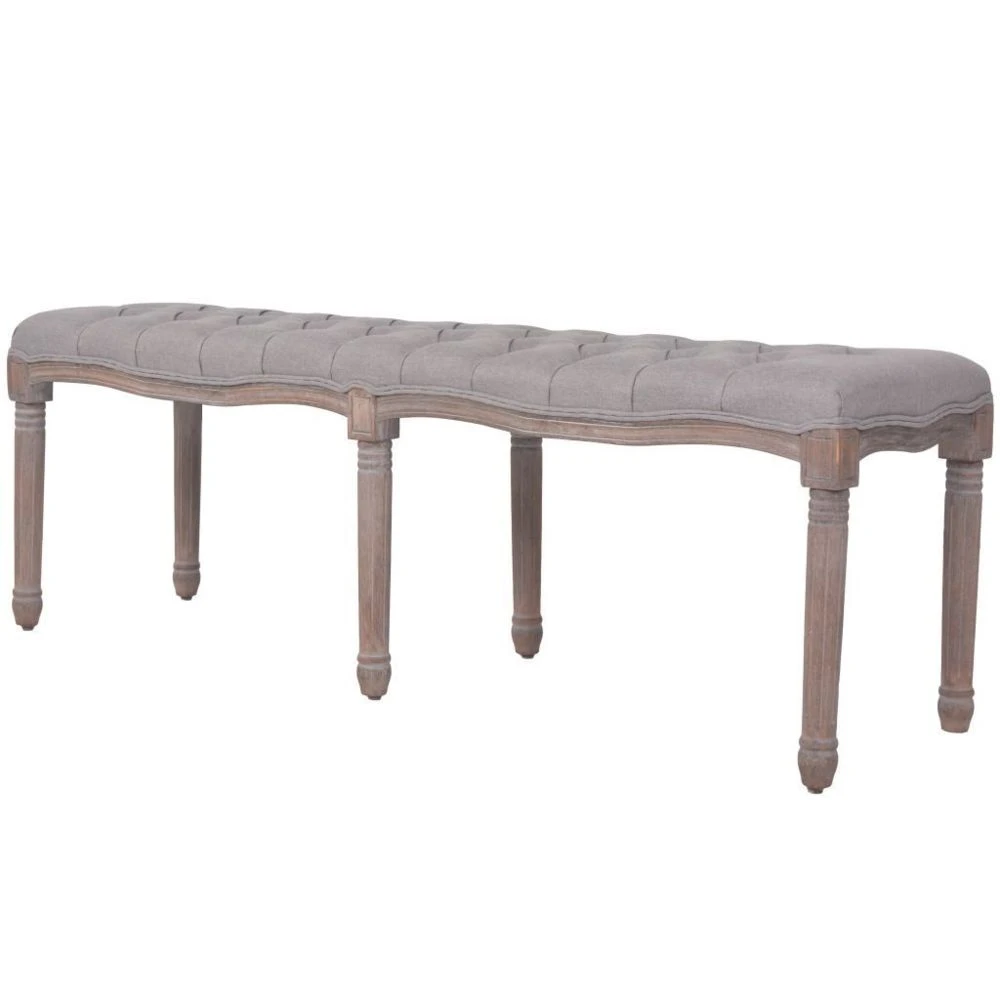 HELLOSHOP26 Banquette Pouf Tabouret Meuble Banc Lin Bois Massif 150 Cm Gris Clair ... 3 HELLOSHOP26 Banquette Pouf Tabouret Meuble Banc Lin Bois Massif 150 Cm Gris Clair ...