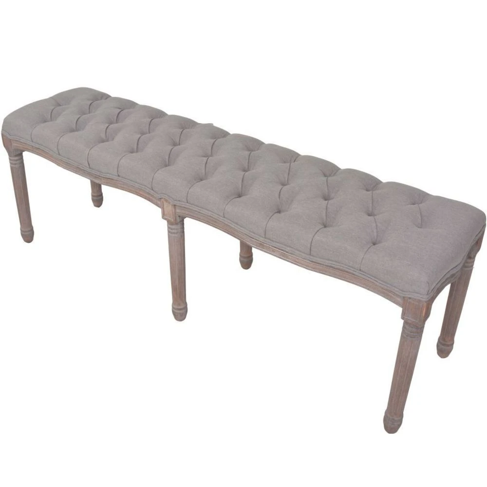 HELLOSHOP26 Banquette Pouf Tabouret Meuble Banc Lin Bois Massif 150 Cm Gris Clair ... 6 HELLOSHOP26 Banquette Pouf Tabouret Meuble Banc Lin Bois Massif 150 Cm Gris Clair ... – Image 4