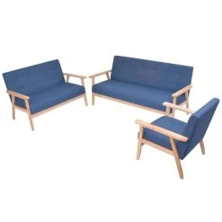 VIDAXL Ensemble De Canapé 3 Pcs Tissu Bleu | Bleu