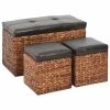 HELLOSHOP26 Banquette Pouf Tabouret Meuble Banc Avec 2 Poufs Jacinthe D'eau Marron... -Vente-unique shop 8718475597025 a en hd 1