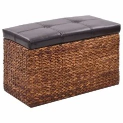HELLOSHOP26 Banquette Pouf Tabouret Meuble Banc Avec 2 Poufs Jacinthe D'eau Marron... 10 HELLOSHOP26 Banquette Pouf Tabouret Meuble Banc Avec 2 Poufs Jacinthe D'eau Marron... -Vente-unique shop 8718475597025 g en hd 3