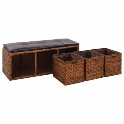 HELLOSHOP26 Banquette Pouf Tabouret Meuble Banc Avec 3 Paniers Jacinthe D'eau 105 ... 11 HELLOSHOP26 Banquette Pouf Tabouret Meuble Banc Avec 3 Paniers Jacinthe D'eau 105 ... -Vente-unique shop 8718475597124 g en hd 4