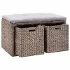 HELLOSHOP26 Banquette Pouf Tabouret Meuble Banc Avec 2 Paniers Jacinthe D'eau 71 C...