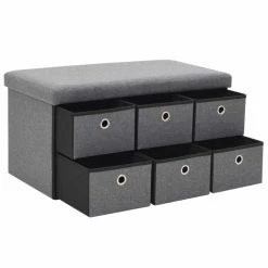 HELLOSHOP26 Banquette Pouf Tabouret Meuble Banc De Rangement Pliable Faux Lin 76 C... -Vente-unique shop 8718475616832 g en hd 4