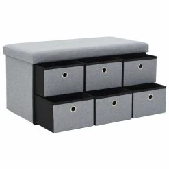 HELLOSHOP26 Banquette Pouf Tabouret Meuble Banc De Rangement Pliable Faux Lin 76 C... 11 HELLOSHOP26 Banquette Pouf Tabouret Meuble Banc De Rangement Pliable Faux Lin 76 C... -Vente-unique shop 8718475616849 g en hd 4