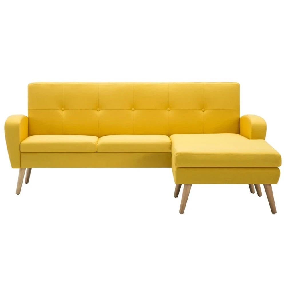 VIDAXL Canapé D'angle Revêtement En Tissu 186x136x79 Cm Jaune - Meubles - C... 5 VIDAXL Canapé D'angle Revêtement En Tissu 186x136x79 Cm Jaune - Meubles - C... – Image 3