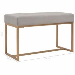 HELLOSHOP26 Banquette Pouf Tabouret Meuble Banc 80 Cm Gris Velours 3002093 -Vente-unique shop 8718475731740 g en hd 4