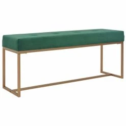 HELLOSHOP26 Banquette Pouf Tabouret Meuble Banc 120 Cm Vert Velours 3002104