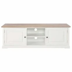 HELLOSHOP26 Meuble Télé Buffet Tv Télévision Design Pratique Blanc 120 Cm Bois... -Vente-unique shop 8718475742173 g en hd 2