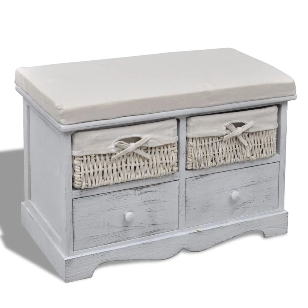 HELLOSHOP26 Banquette Pouf Tabouret Meuble Banc De Rangement Blanc En Bois Avec 2 ... 3 HELLOSHOP26 Banquette Pouf Tabouret Meuble Banc De Rangement Blanc En Bois Avec 2 ...