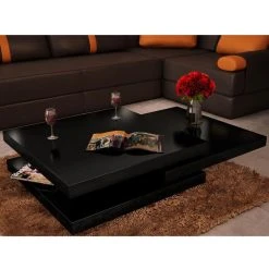 Marque Generique Inedit Consoles Famille Manama Table Basse 3 étagères Noir Brillant