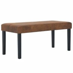 HELLOSHOP26 Banquette Pouf Tabouret Meuble Banc 106 Cm Marron Similicuir Daim 3002...