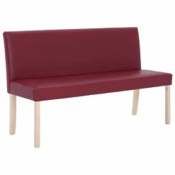 HELLOSHOP26 Banquette Pouf Tabouret Meuble Banc 139 Cm Rouge Bordeaux Similicuir 3...