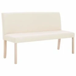 HELLOSHOP26 Banquette Pouf Tabouret Meuble Banc 139 5 Cm Crème Polyester 3002060