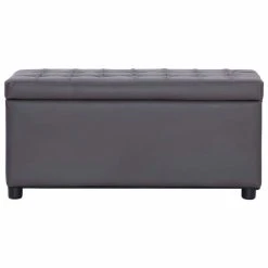 HELLOSHOP26 Banquette Pouf Tabouret Meuble Pouf De Rangement 87 Cm Gris Similicuir... -Vente-unique shop 8719883569772 g en hd 2