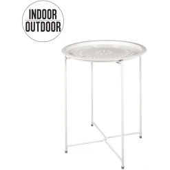 The Home Deco Factory Table D'appoint En Métal Intérieur Extérieur Blanc. -Vente-unique shop 89684