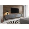 VIVALDI Meuble TV - SLANT 2 - 240 Cm - Blanc Mat / Gris Brillant +LED ...
