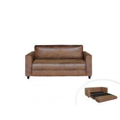 Bestmobilier Canapé Droit Convertible 2 Places ANAELLE - Microfibre Marron -Vente-unique shop anaelle canape droit 2 places convertible deplimousse style industriel 8026225 20363649 1140x1140