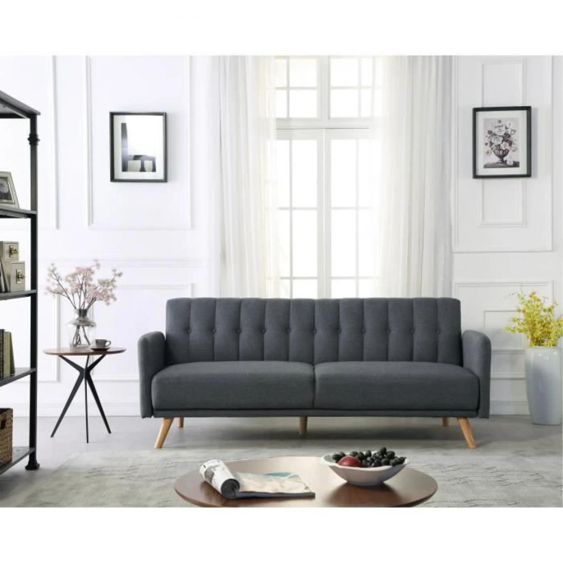 CSTORE ANDERS Canapé 3 Places Scandinave Convertible - Tissu Anthracite - L ... 4 CSTORE ANDERS Canapé 3 Places Scandinave Convertible - Tissu Anthracite - L ... – Image 2