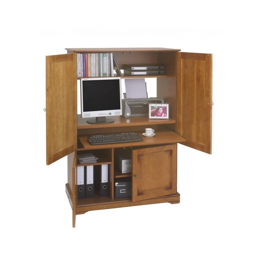 Beaux Meubles Pas Chers Armoire Informatique 4 Portes Merisier 4 Beaux Meubles Pas Chers Armoire Informatique 4 Portes Merisier – Image 2