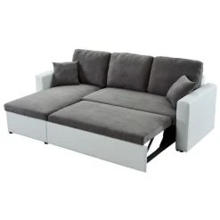SANS MARQUE ASPEN Canape Dangle Reversible Convertible 3 Places + Coffre De Rangem... -Vente-unique shop aspen canape dangle reversible convertible 3 places coffre de rangement tissu gris et simili blanc l 223 x p 150 cm 4722886 23214163 1140x1140