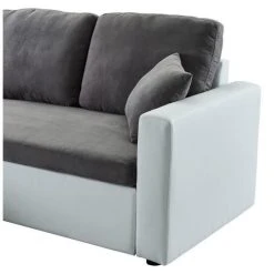 SANS MARQUE ASPEN Canape Dangle Reversible Convertible 3 Places + Coffre De Rangem... -Vente-unique shop aspen canape dangle reversible convertible 3 places coffre de rangement tissu gris et simili blanc l 223 x p 150 cm 4722886 23214165 1140x1140