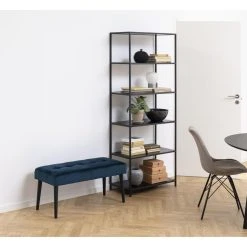 TOILINUX Banc 2 Places Bella En Métal Et Tissus Effet Velours - Bleu Et Noir -Vente-unique shop banc 2 places bella en metal et tissus effet velours bleu et noir 13145022 35732016 1140x1140