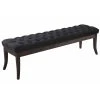 Decoshop26 Banc Avec Assise En Tissu Noir Rembourrée Capitonné 150 Cm Style Che...
